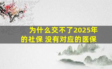 为什么交不了2025年的社保 没有对应的医保